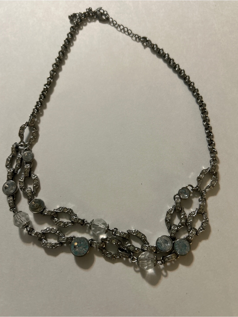 Vintage Avon SP Signed Rhinestone Layered Multi-Strand Statement Necklace